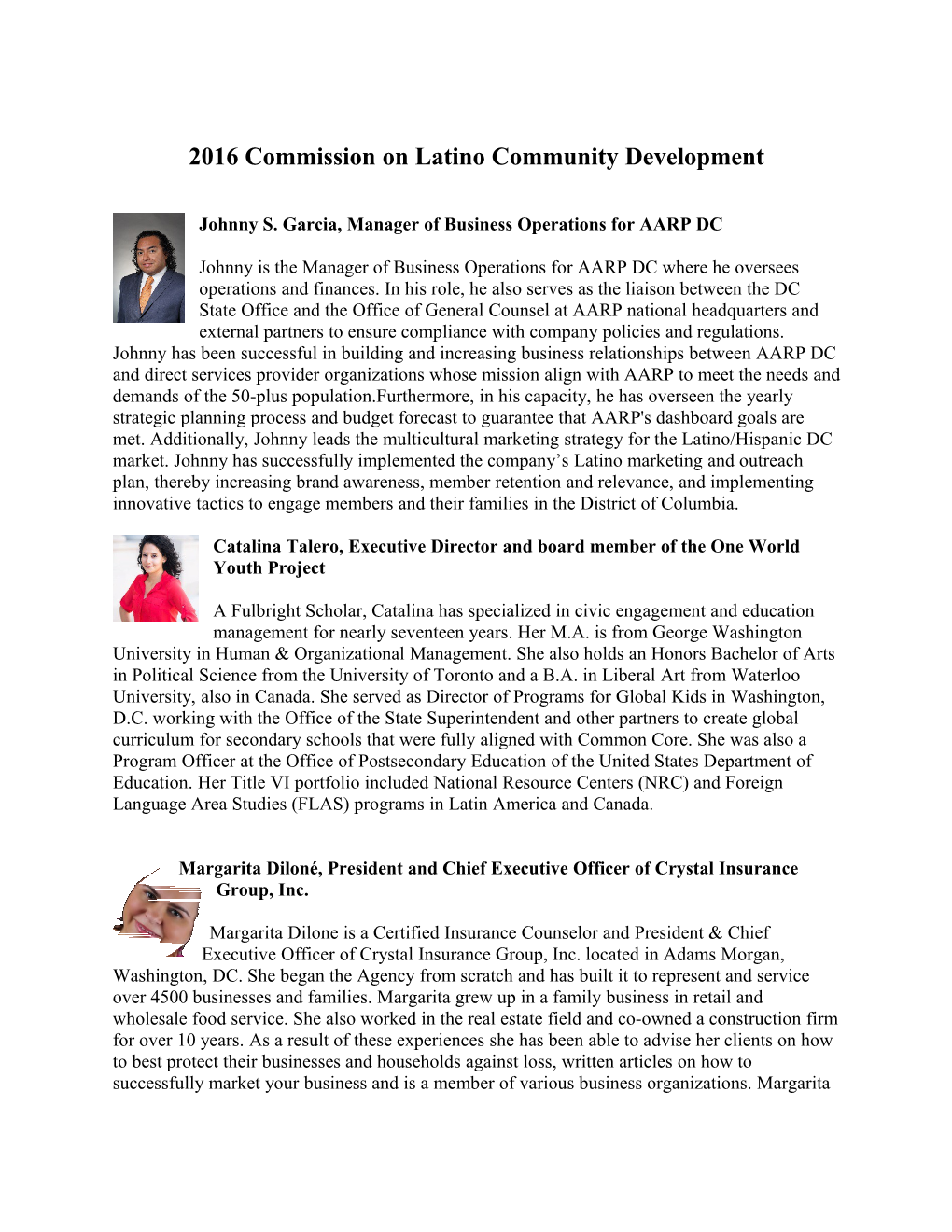 2016 Commission on Latino Community Development