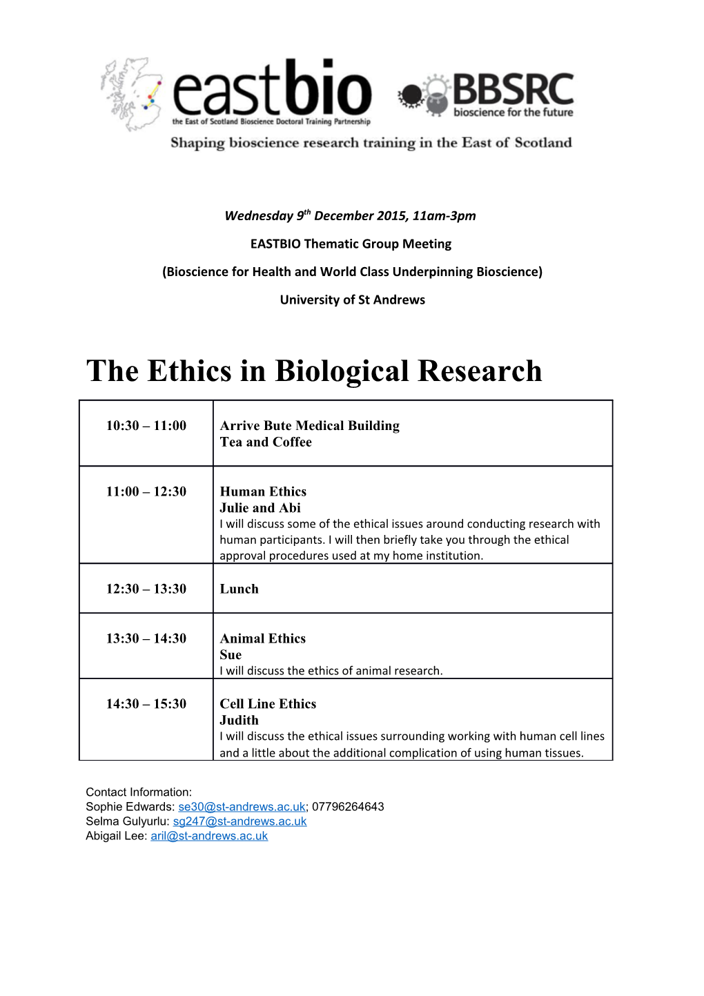 EASTBIO Thematic Group Meeting