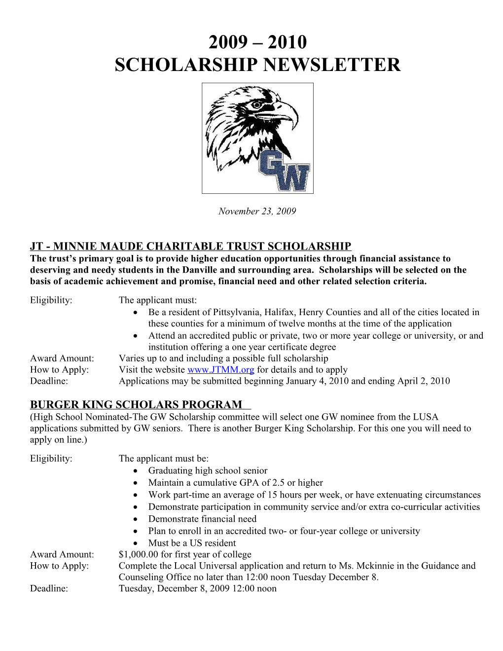 Jt - Minnie Maude Charitable Trust Scholarship