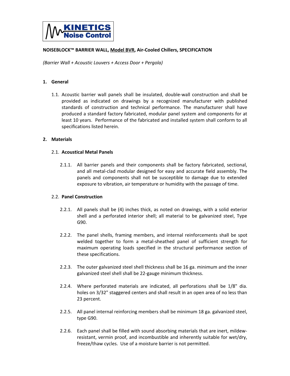 Barrier Wall Systems Specifications