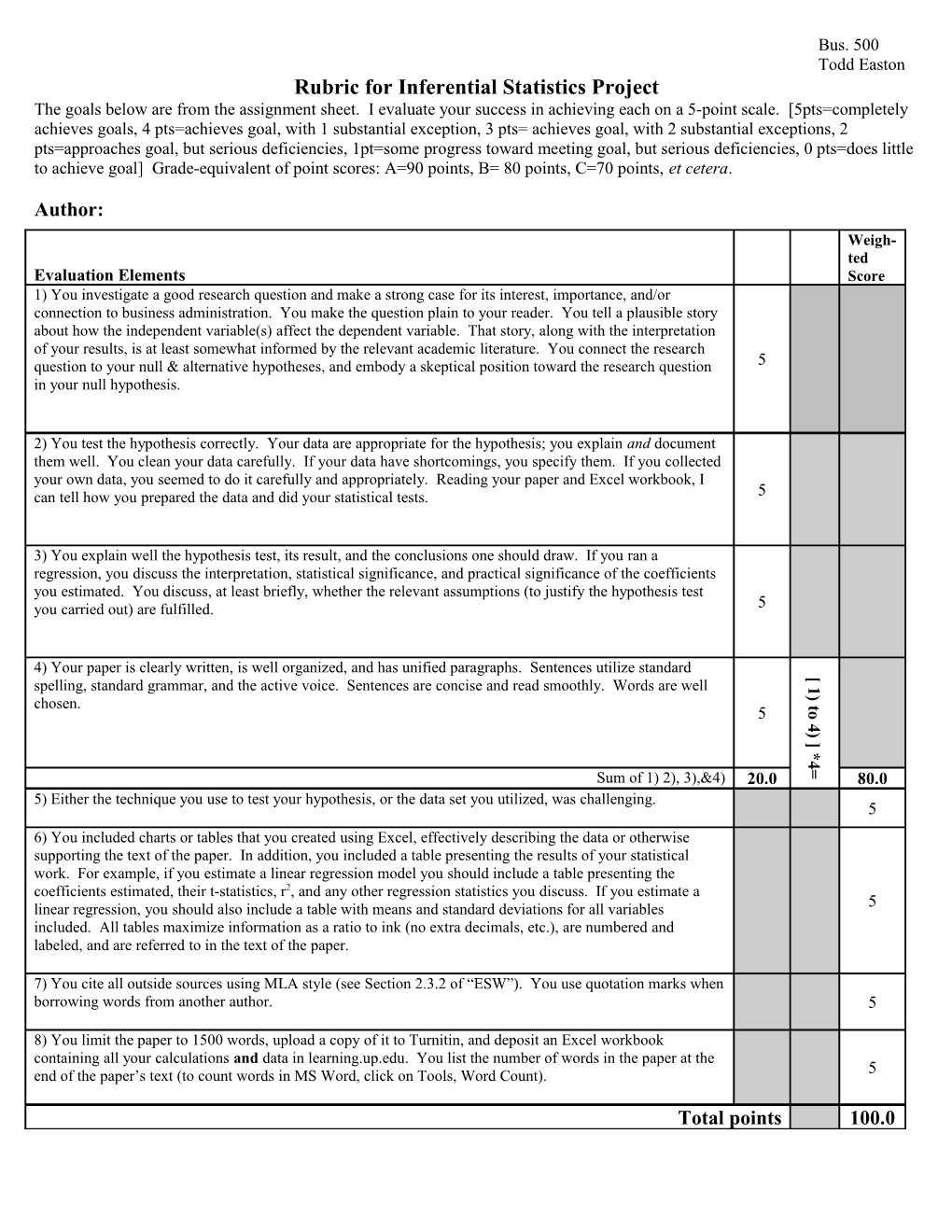 Here Is the Rubric I Will Use to Evaluate Your Paper