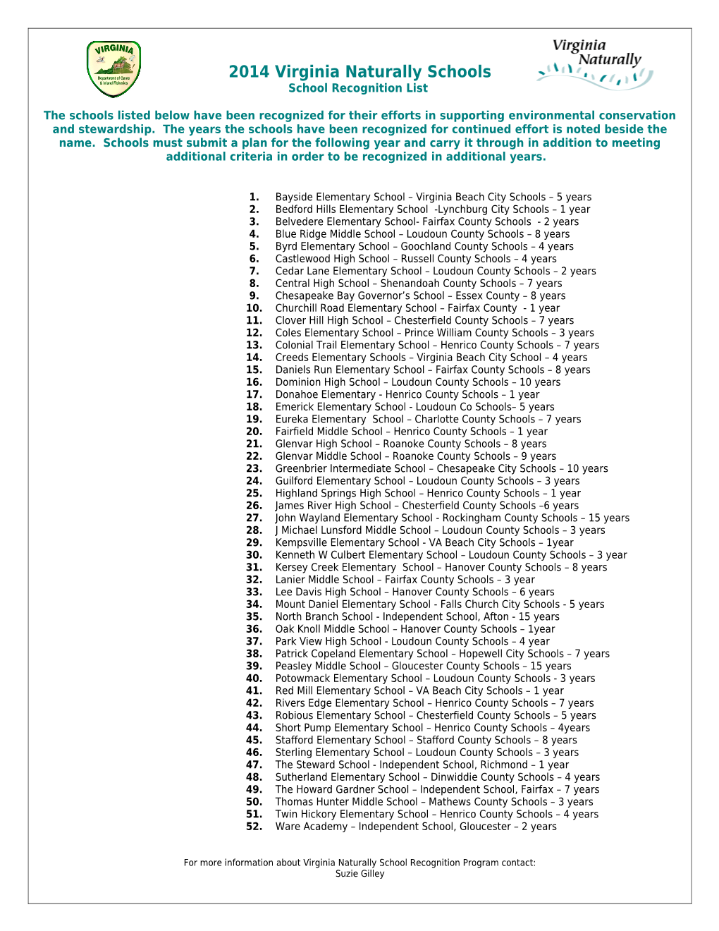 2008 Virginia Naturally Schools