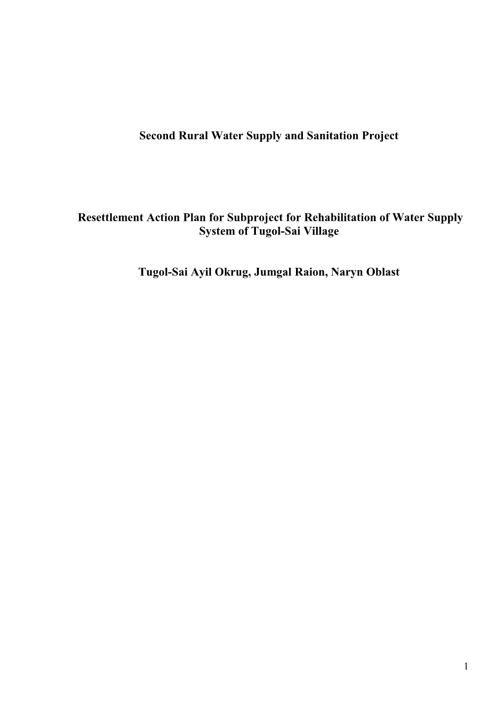 Secondruralwater Supply and Sanitation Project