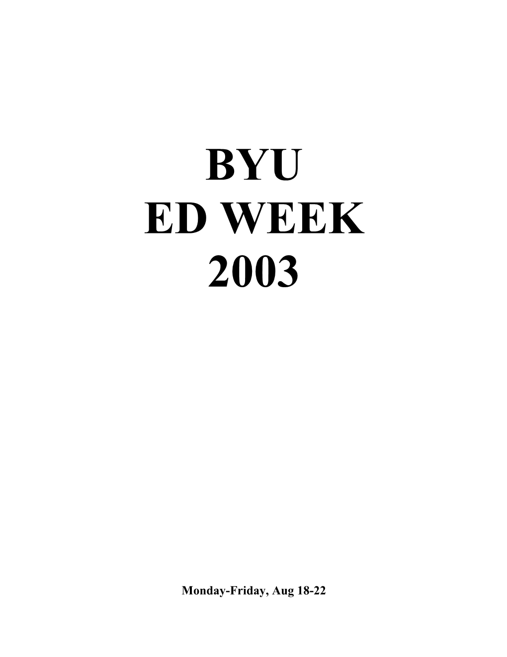 2003 Michael Ballam BYU Education Week Notes