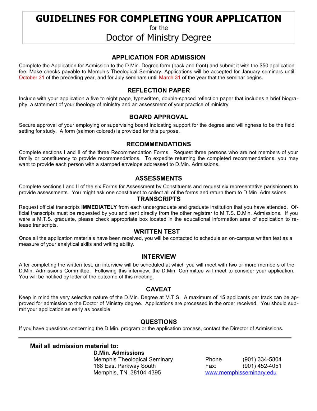 Guidelines for Completing Application Forms