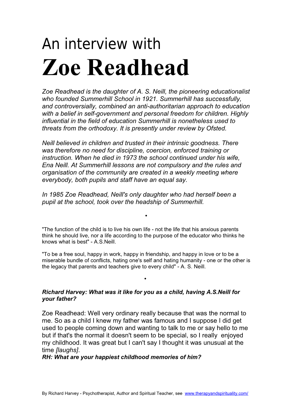 An Interview with Zoe Redhead: Inspired Fatherhood Article