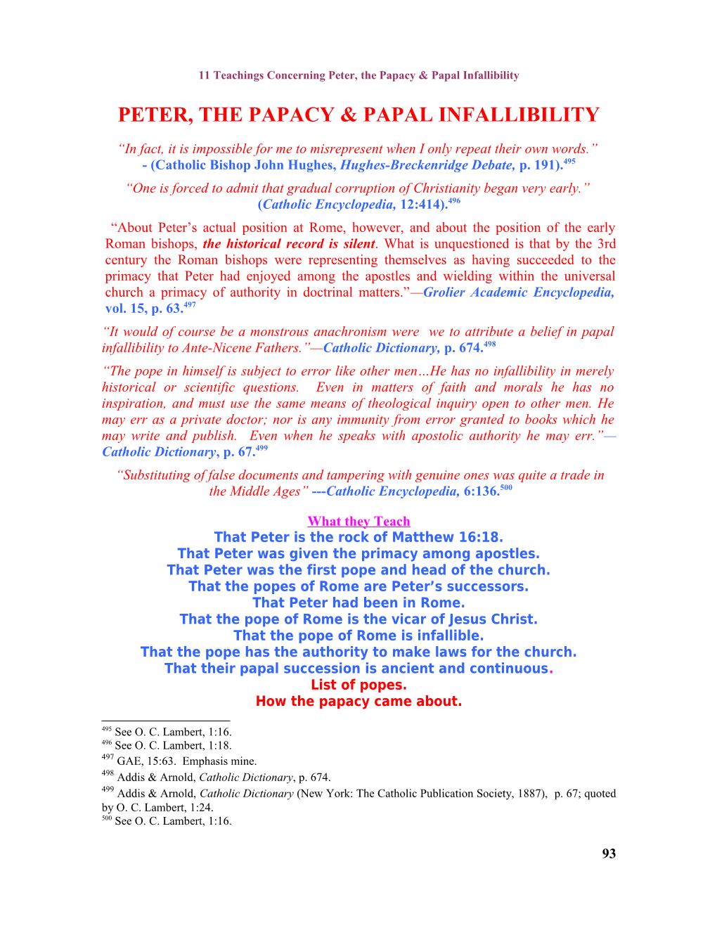 Roman Catholic Teaching on Peter, the Papacy & Papal Infallibility