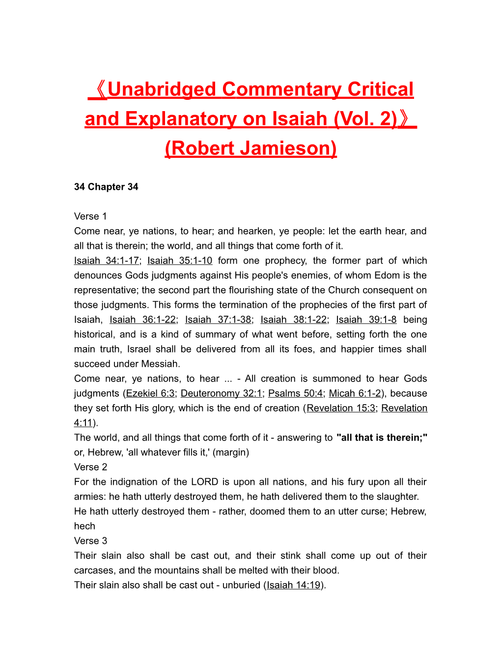 Unabridged Commentary Critical and Explanatory on Isaiah (Vol. 2) (Robert Jamieson)