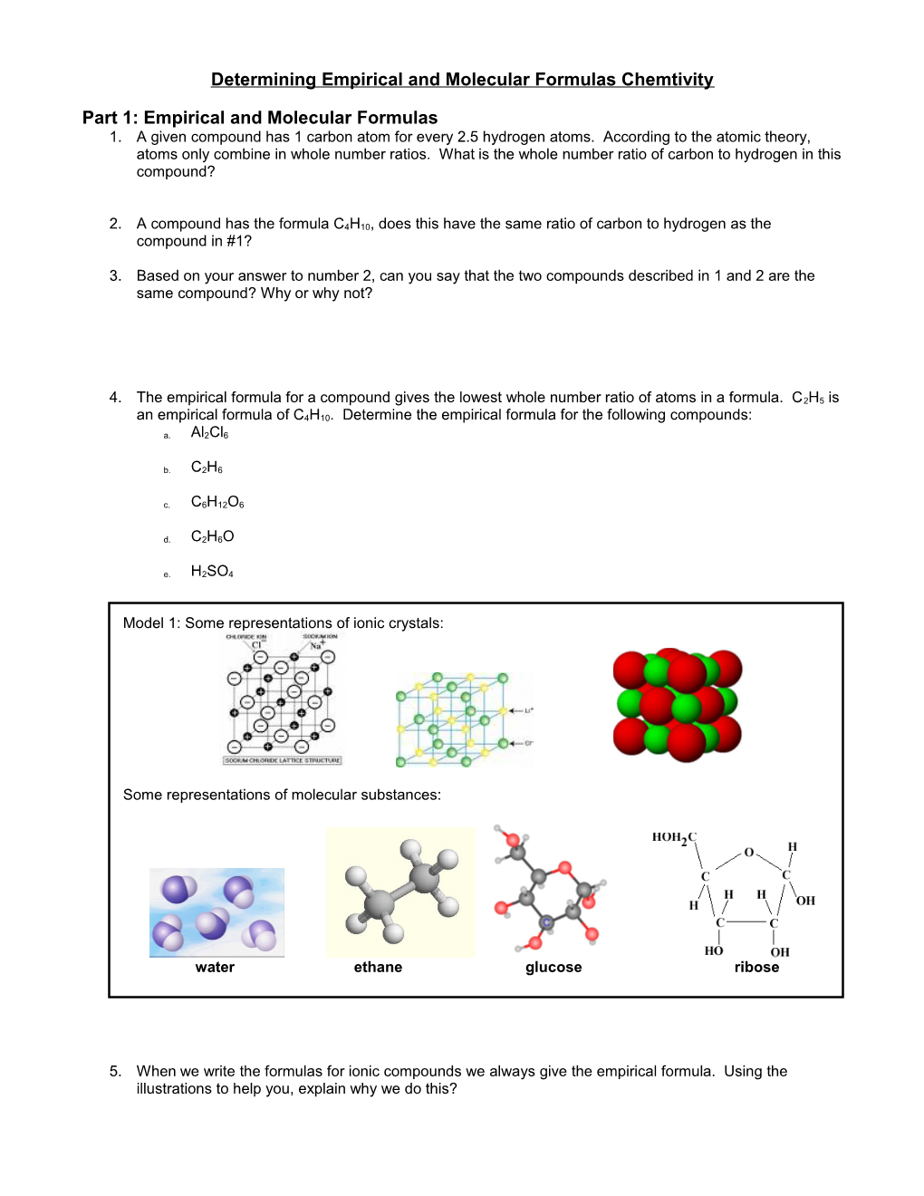 Determining Empirical and Molecular Formulas Chemtivity