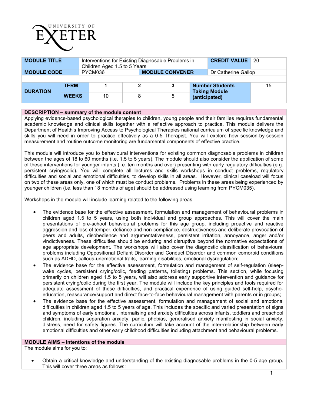 Interventions for Existing Diagnosable Problems in Children Aged 1.5 to 5 Years