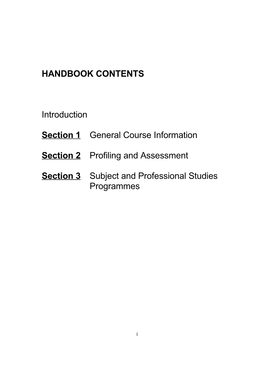 Handbook Contents