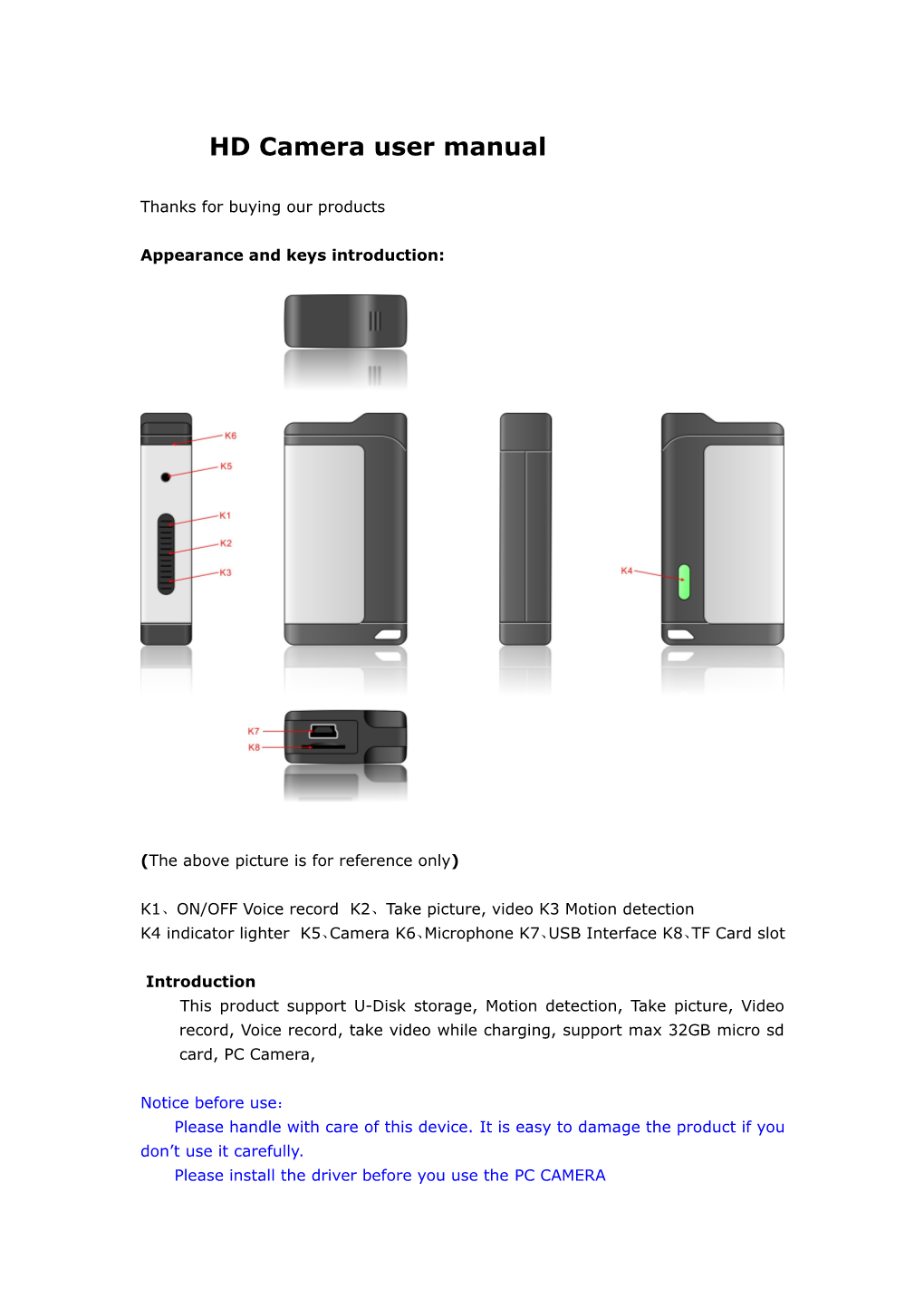 HD Camera User Manual