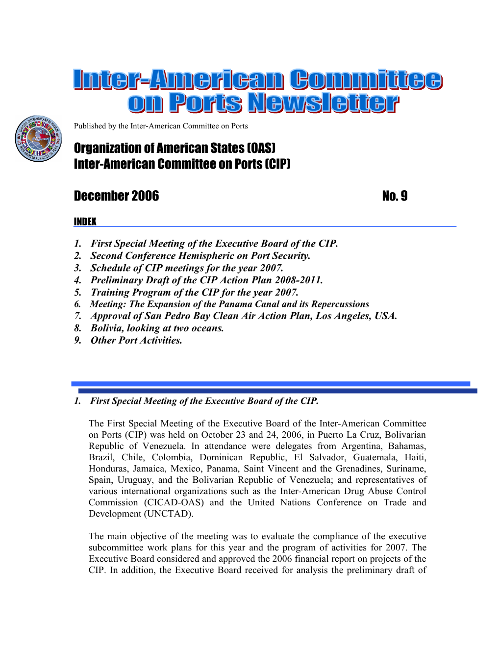Published by the Inter-American Committee on Ports