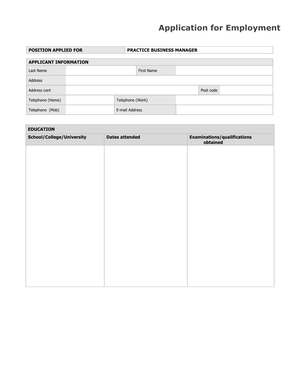 Wye Valley Application Form