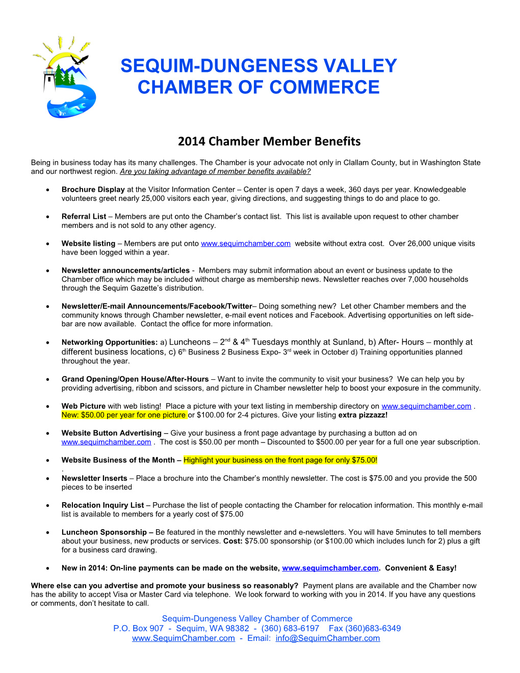 2014 Chambermember Benefits