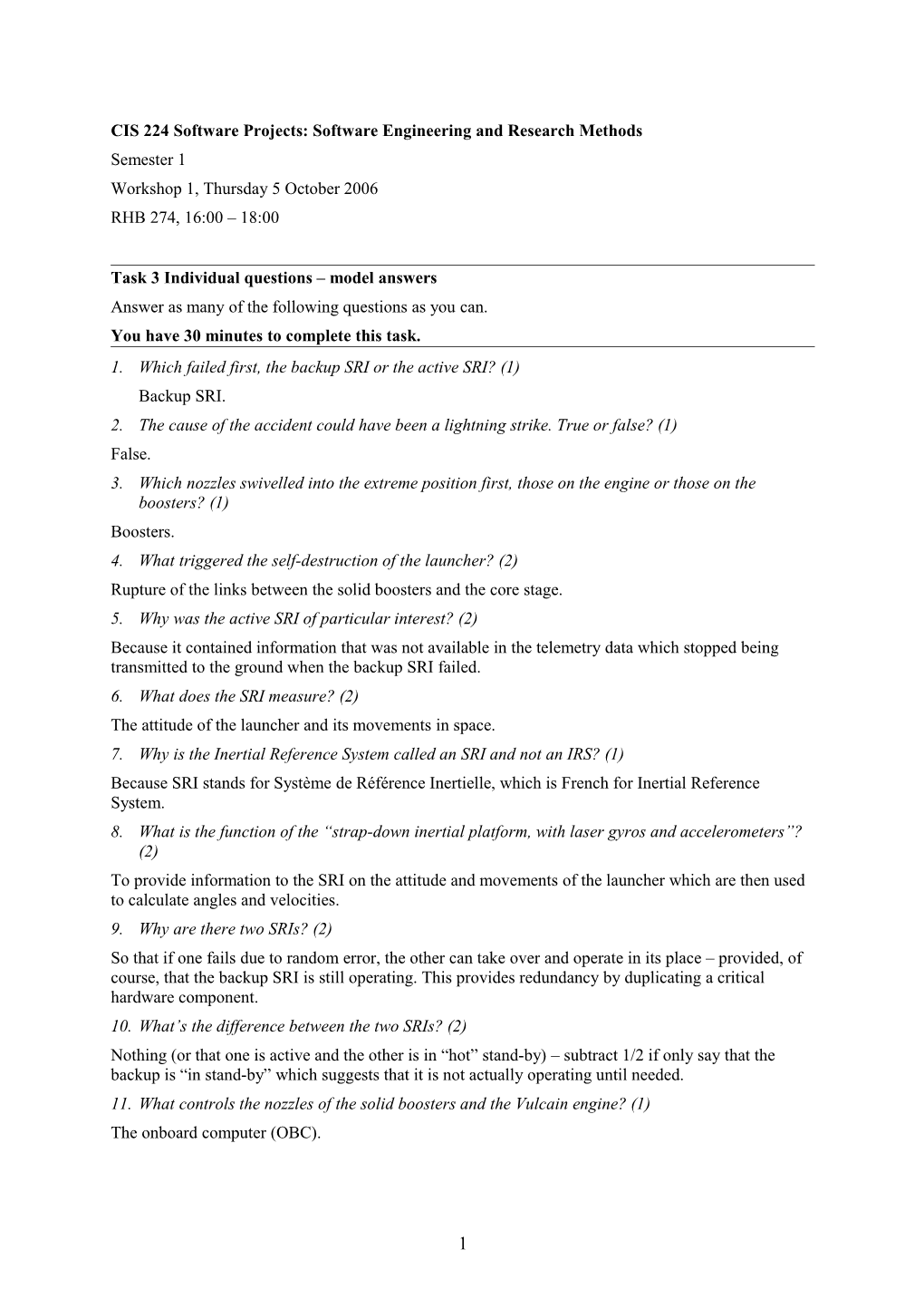 CIS 224 Software Projects: Software Engineering and Research Methods