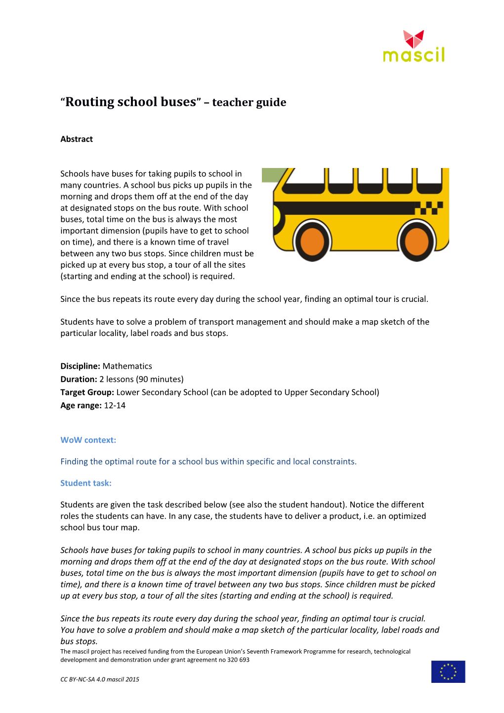 Routing School Buses Teacher Guide