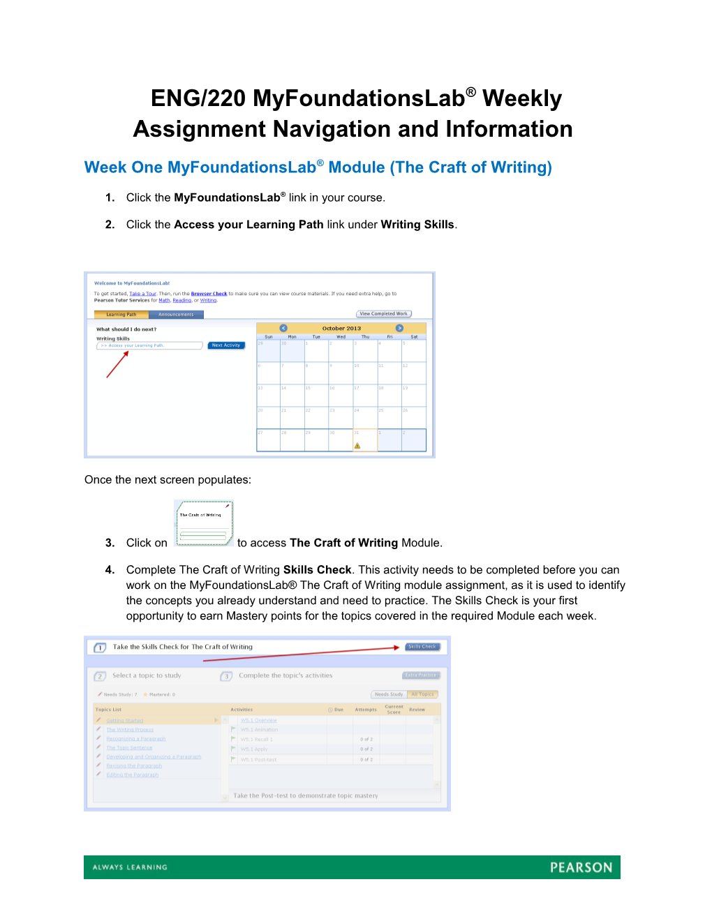 ENG/220 Myfoundationslab Weekly Assignment Navigation and Information