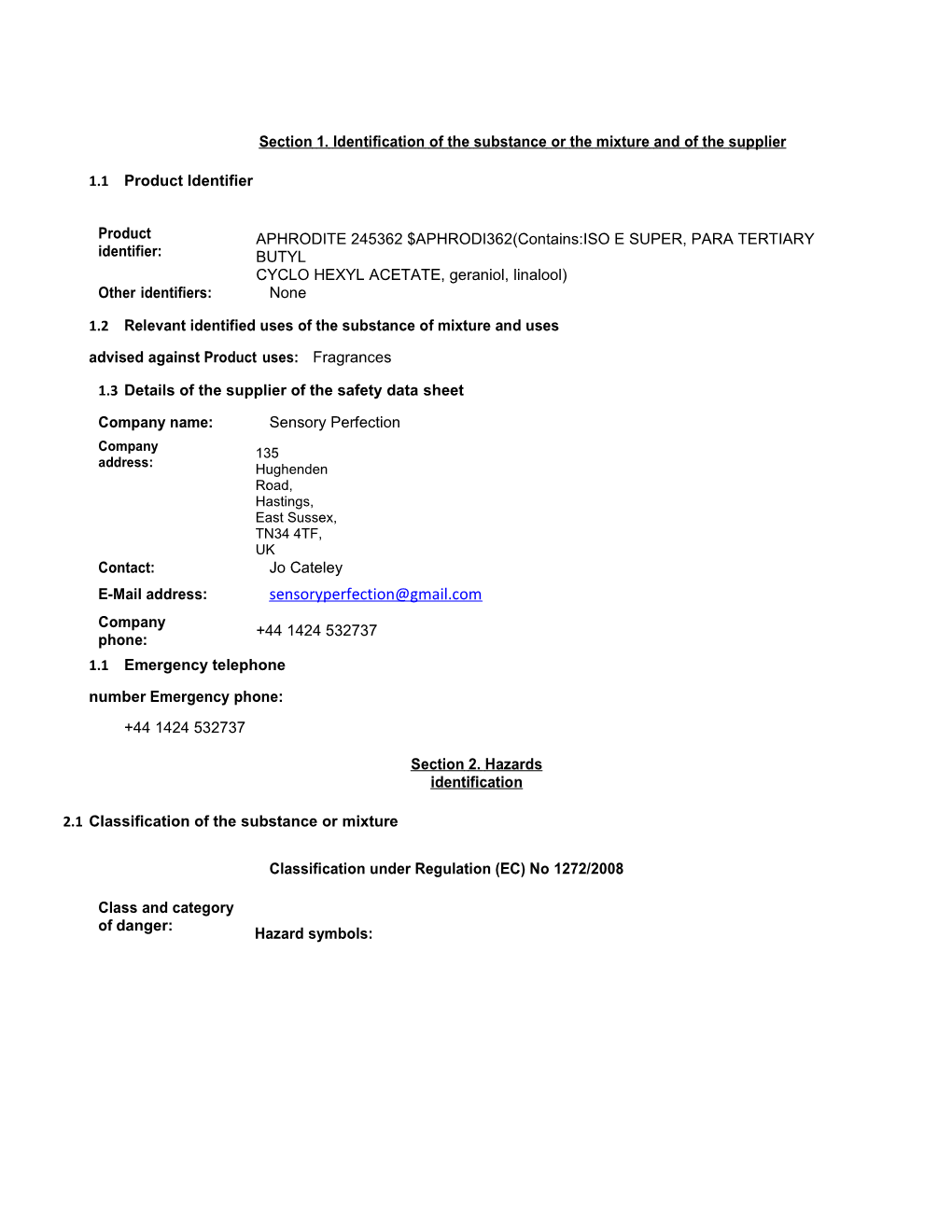 APHRODITE 245362 $APHRODI362(Contains:ISO E SUPER, PARA TERTIARYBUTYL