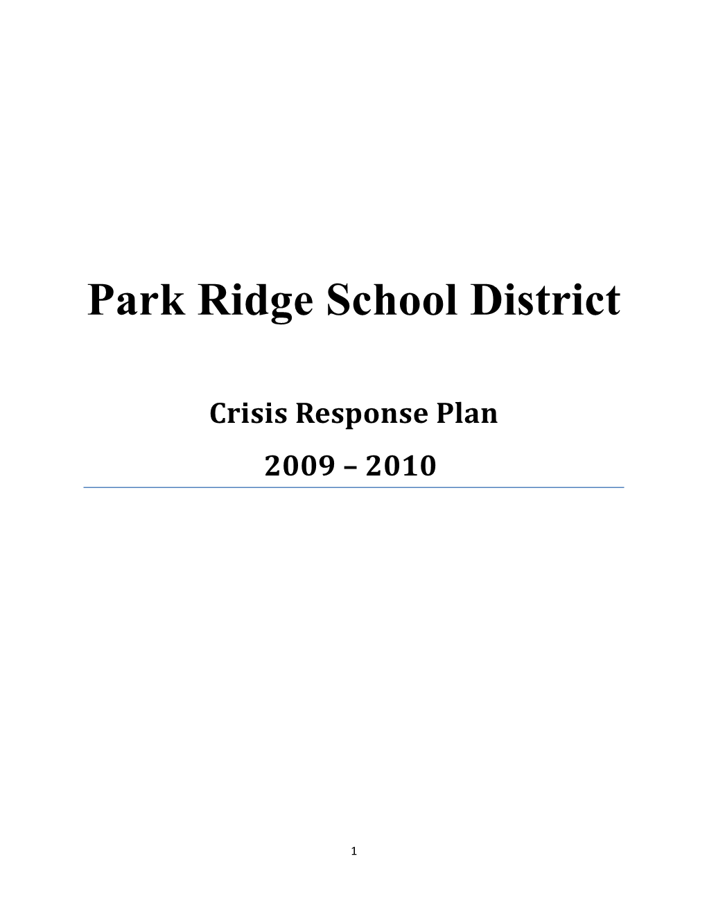 Crisis Response Plan