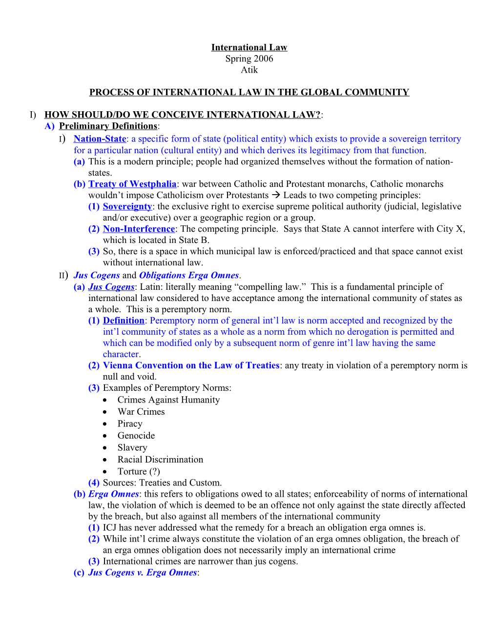 Process of International Law in the Global Community