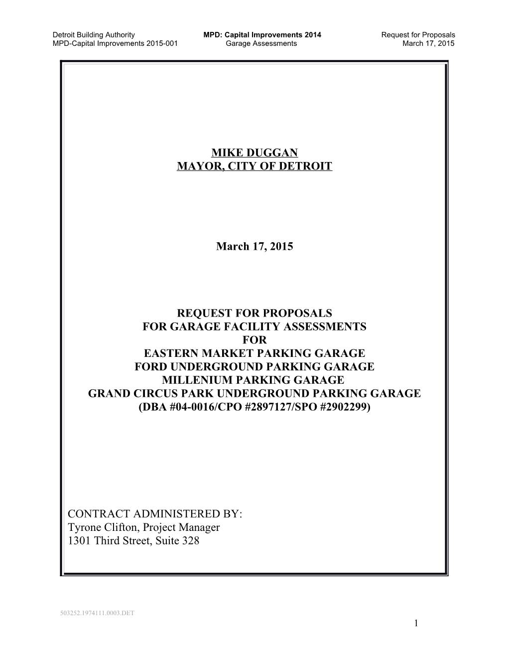 Detroit Building Authority MPD: Capital Improvements 2014 Request for Proposals