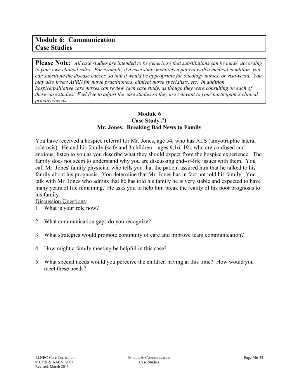 Module 6: Communication Case Studies