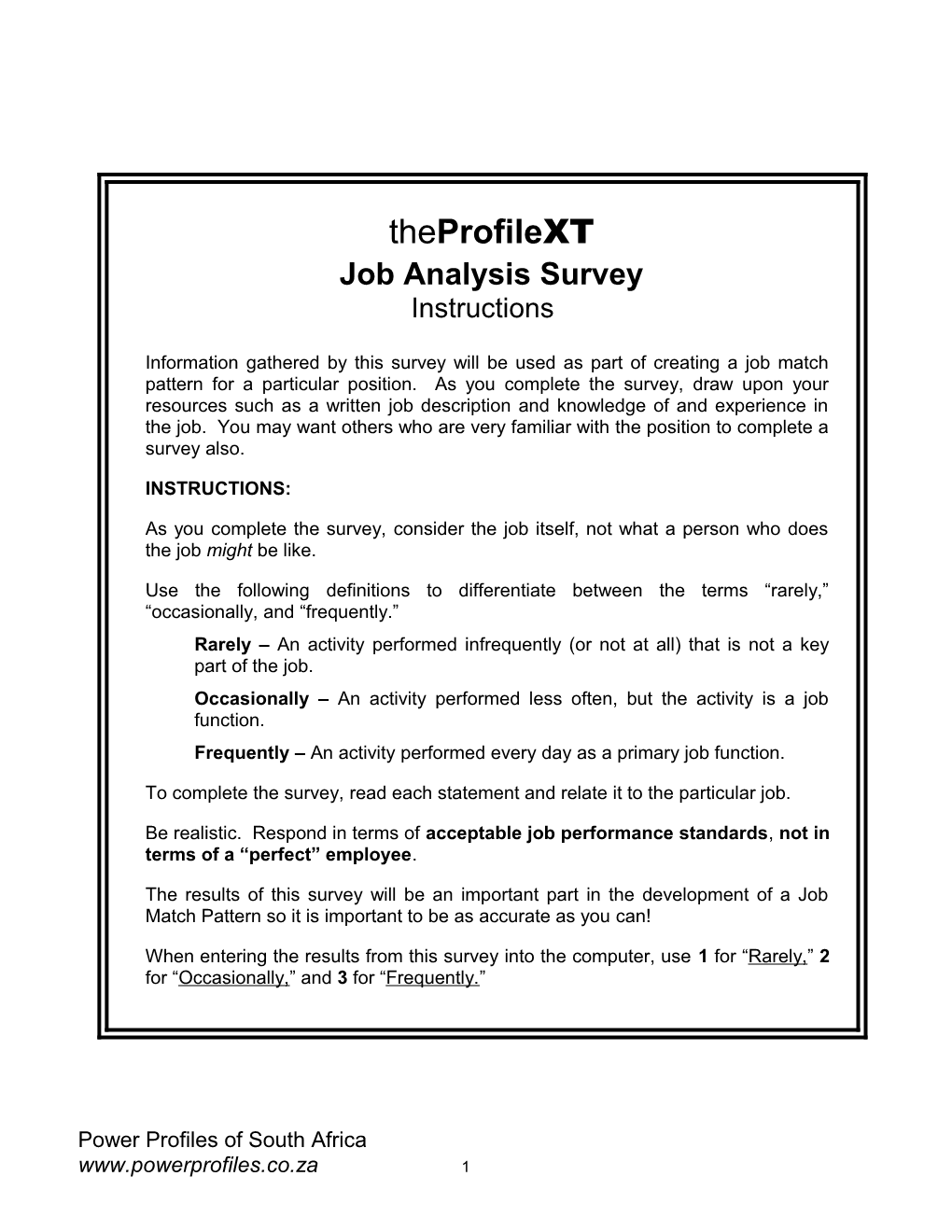 Job Profile Survey