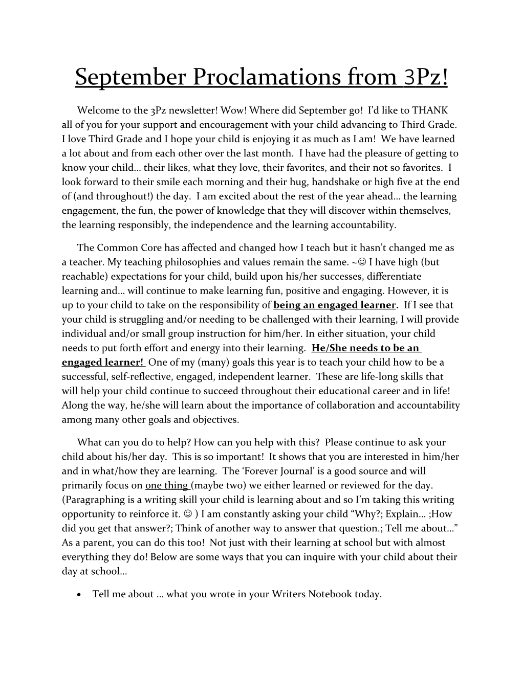 September Proclamations from 3Pz!