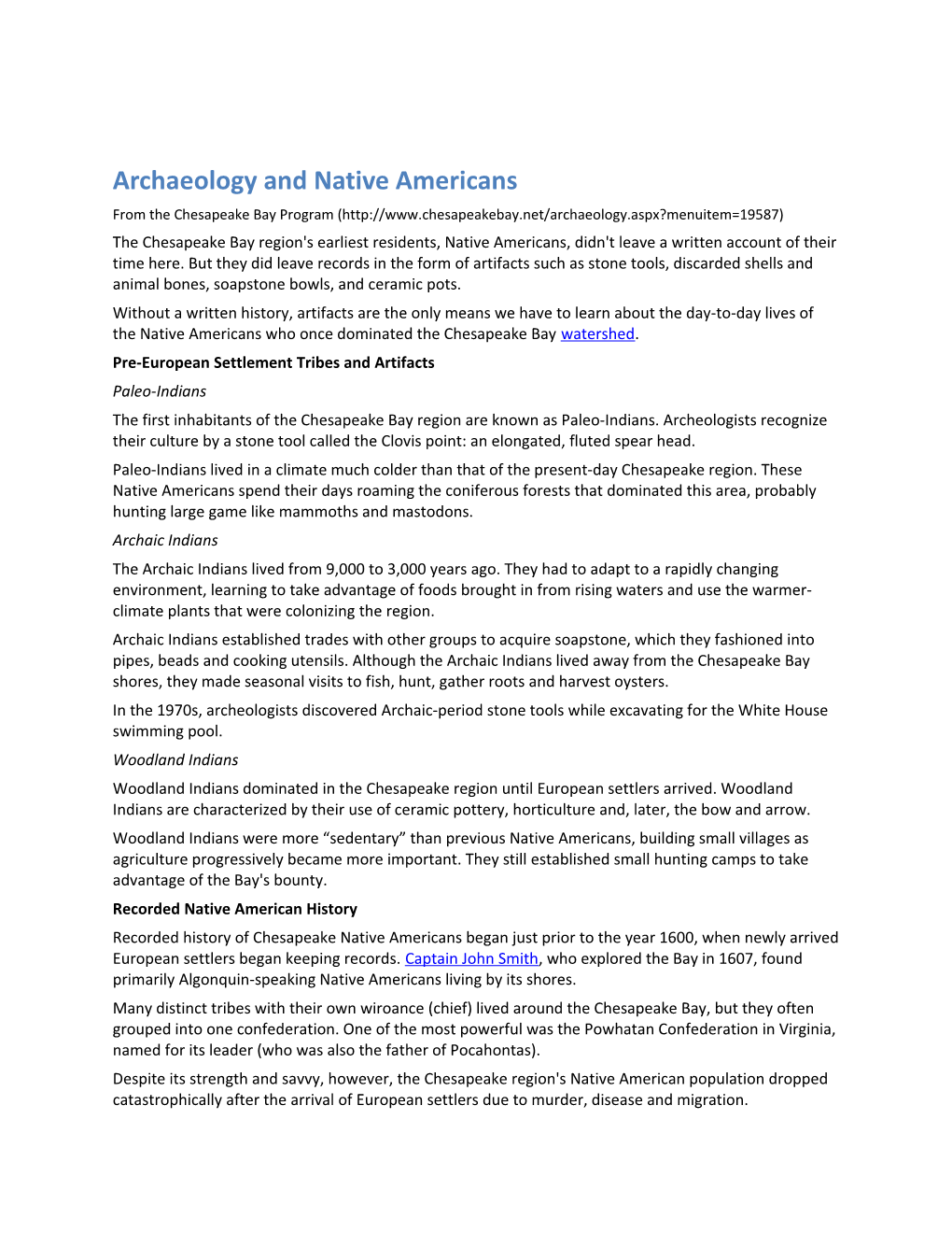 Archaeology and Native Americans