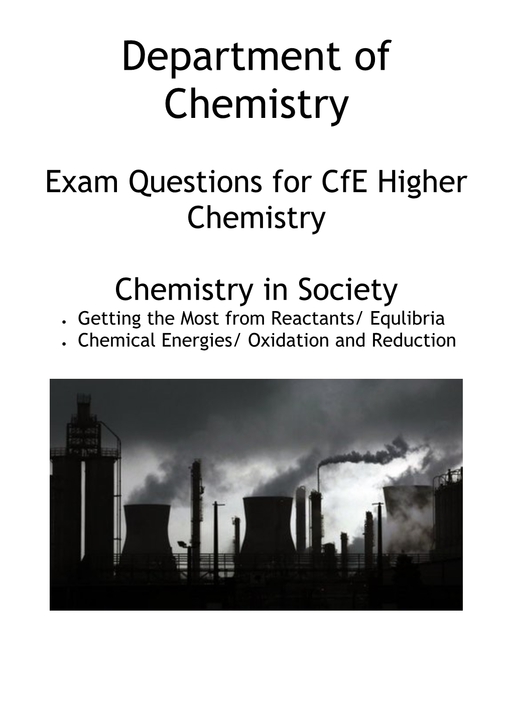 Exam Questions for Cfe Higher Chemistry