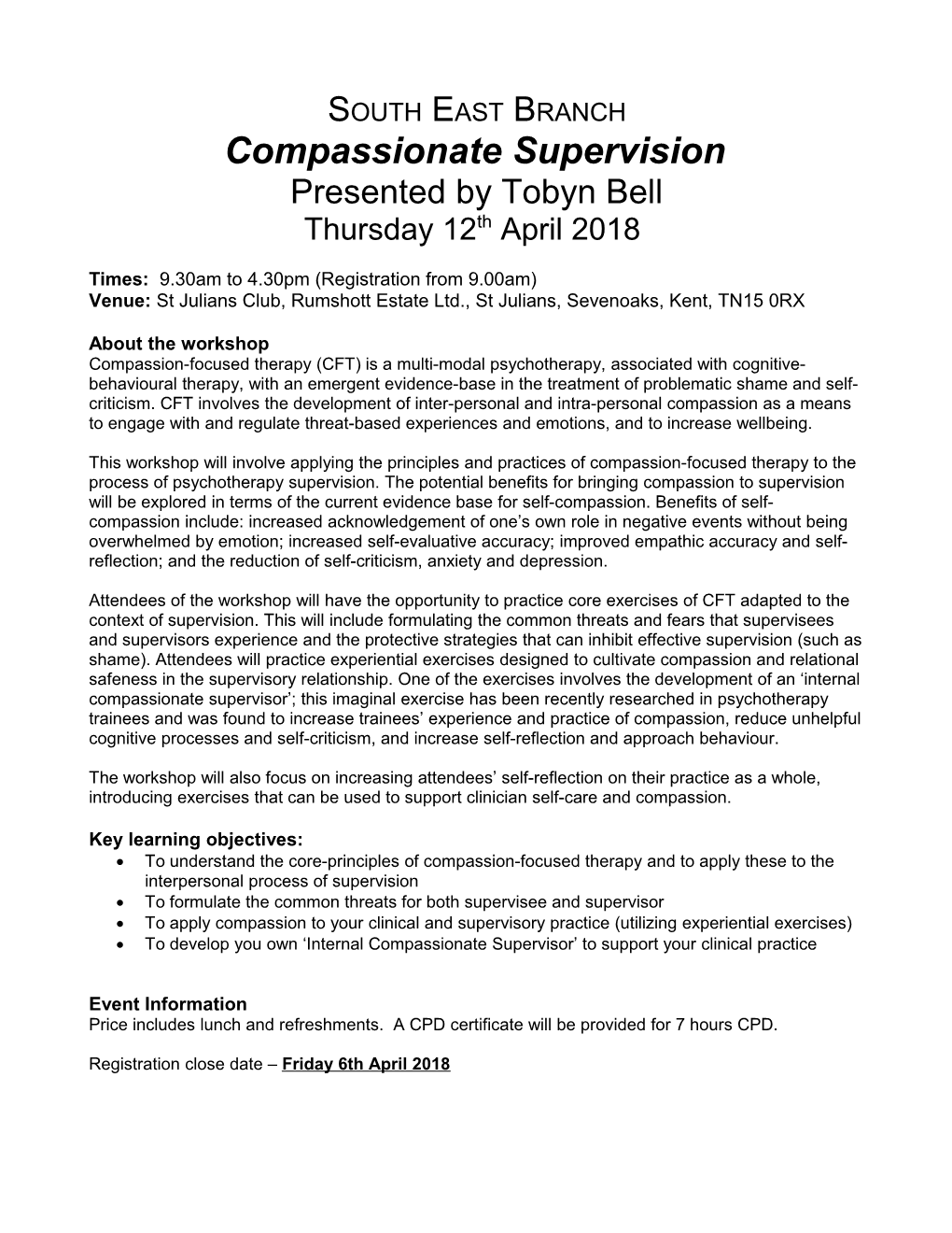 Compassionate Supervision Presented by Tobyn Bell