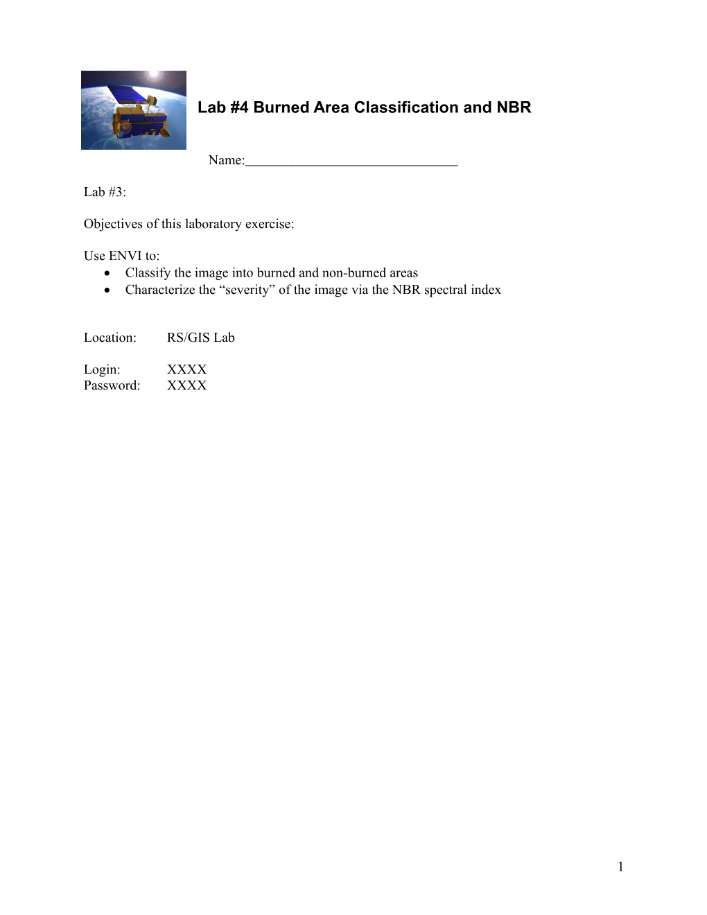 Lab #1 Introduction to IDL and ENVI for Remote Sensing and Image Processing Analysis