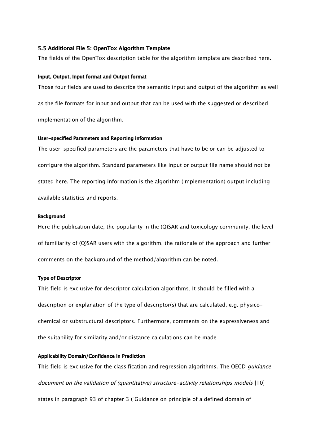 5.5 Additional File 5: Opentox Algorithm Template