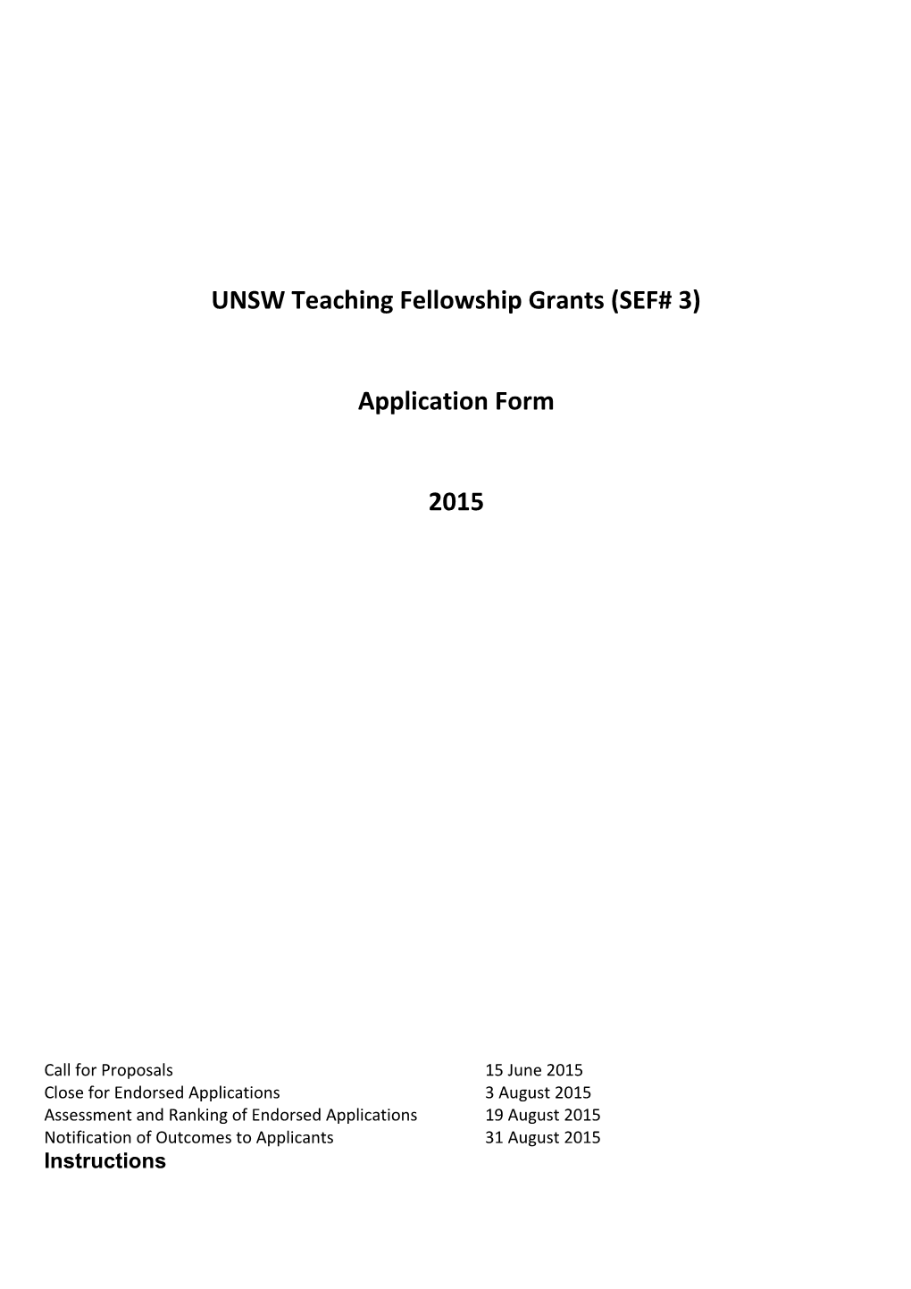 UNSW Teaching Fellowship Grants (SEF# 3)