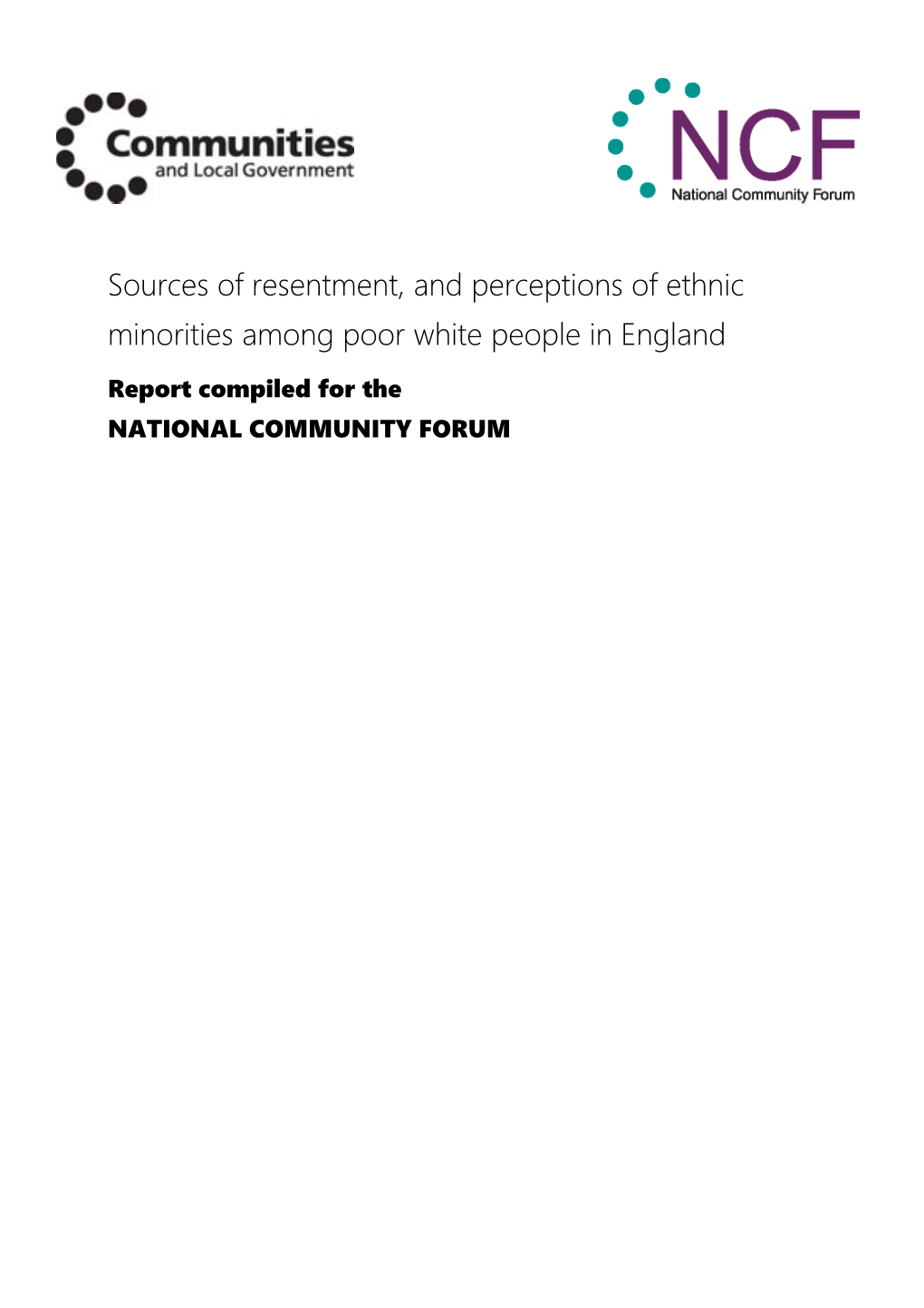 Sources of Resentment, and Perceptions of Ethnic Minorities Among Poor White People in England