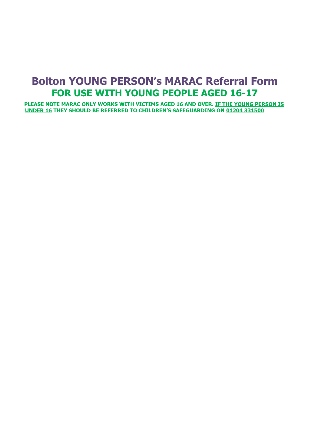 Bolton YOUNG PERSON Smarac Referral Form