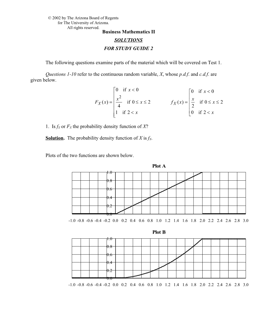 Solutions for Study Guide for Business Mathematics II, Test 2: Page 1