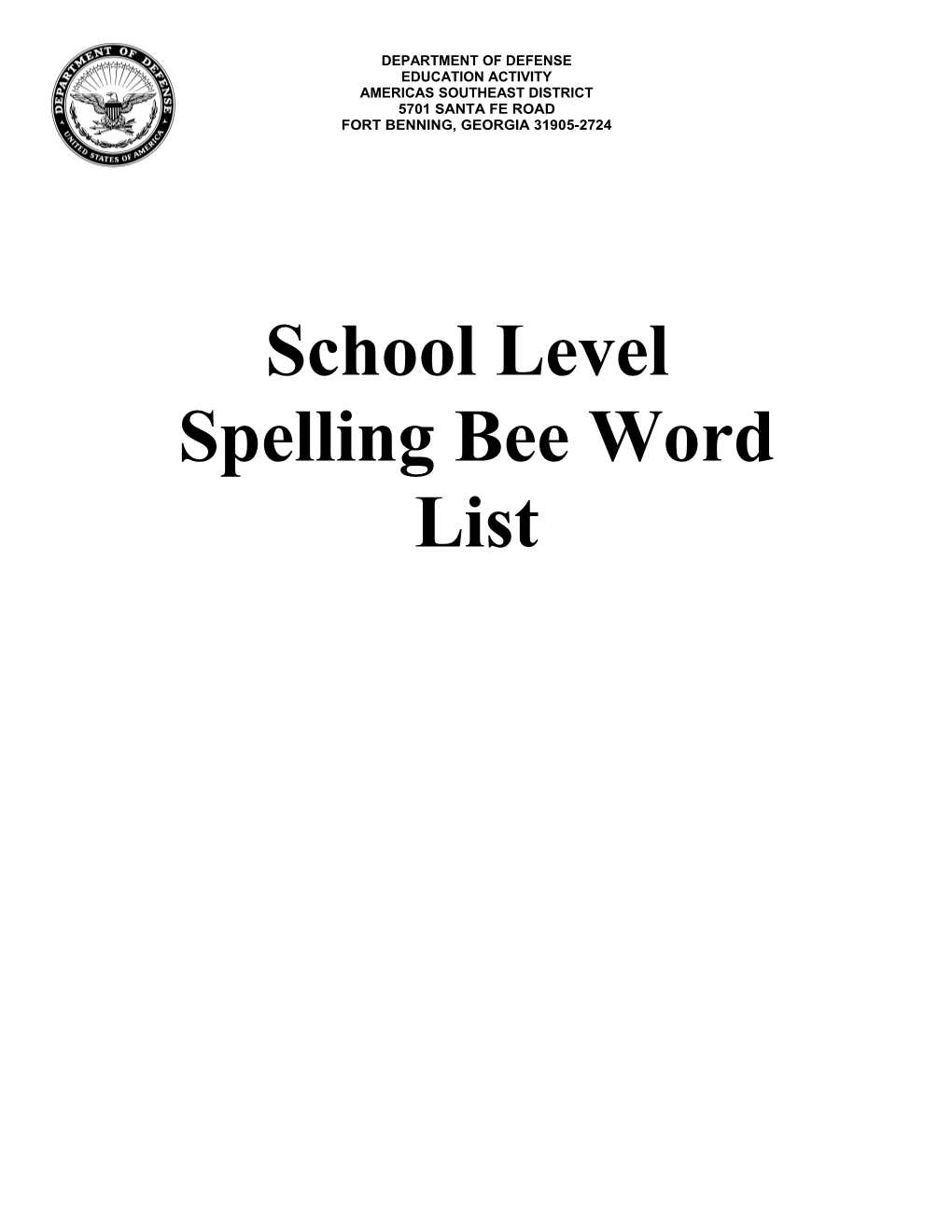 Spelling Bee Word List