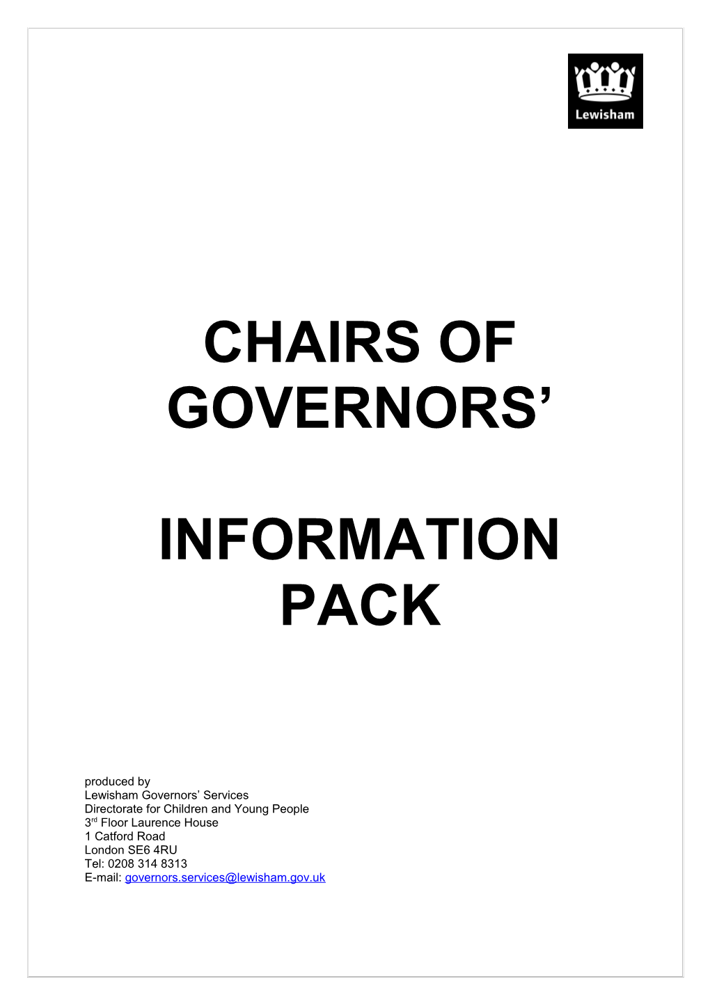 Chairs of Governors' Information Pack