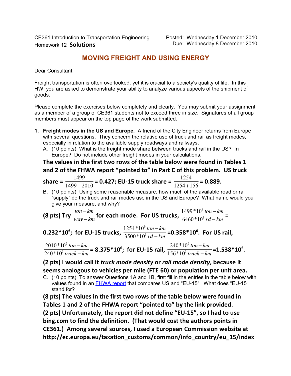 Moving Freight and USING ENERGY