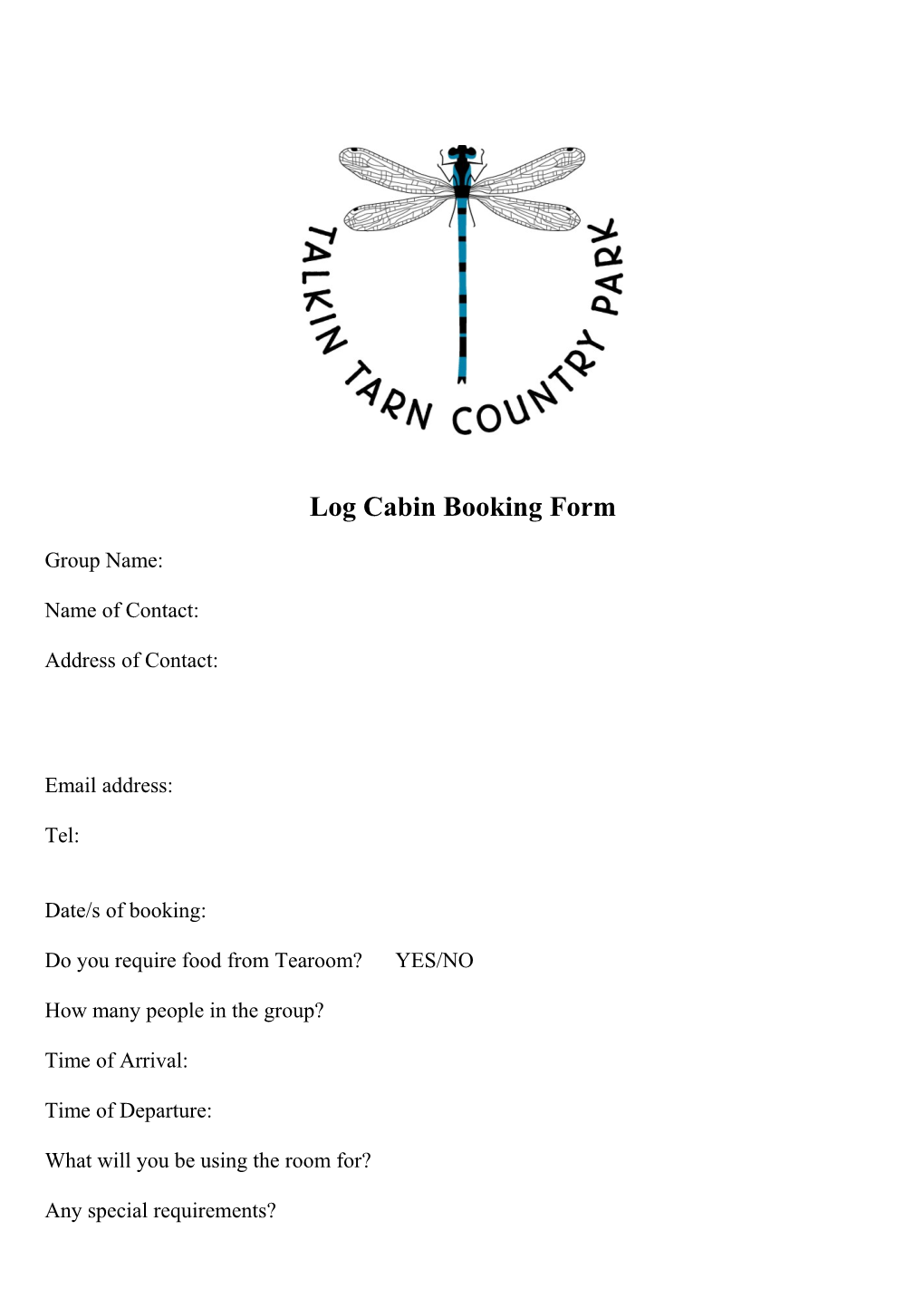 Education Cabin Booking Form