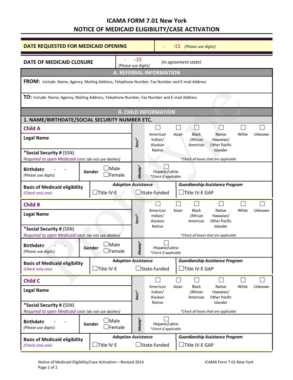 Original with Copy of Current Adoption Assistance/Guardianship Agreement to (New) Residence