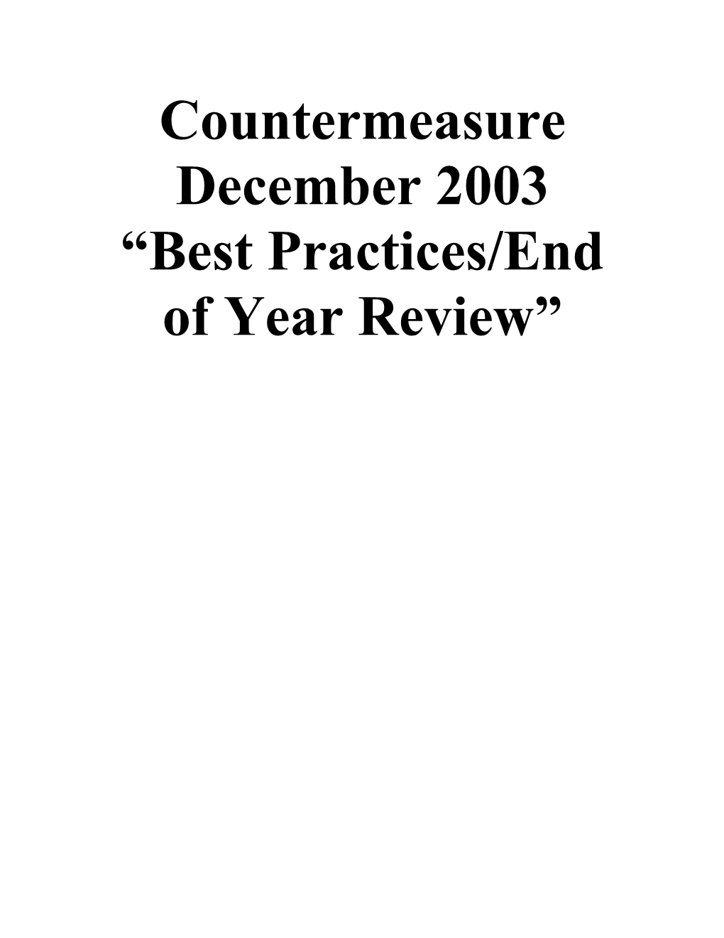 Best Practices/End of Year Review