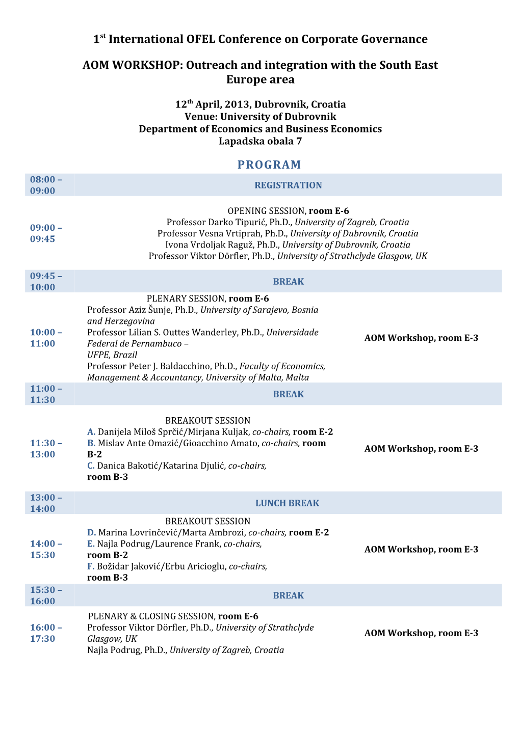 1St International OFEL Conference on Corporate Governance