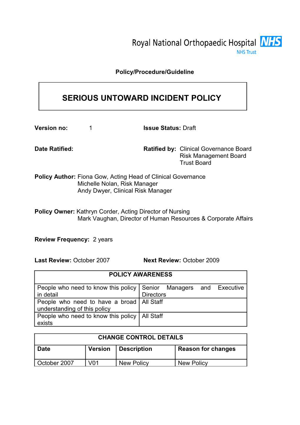 Incident Reporting Policy