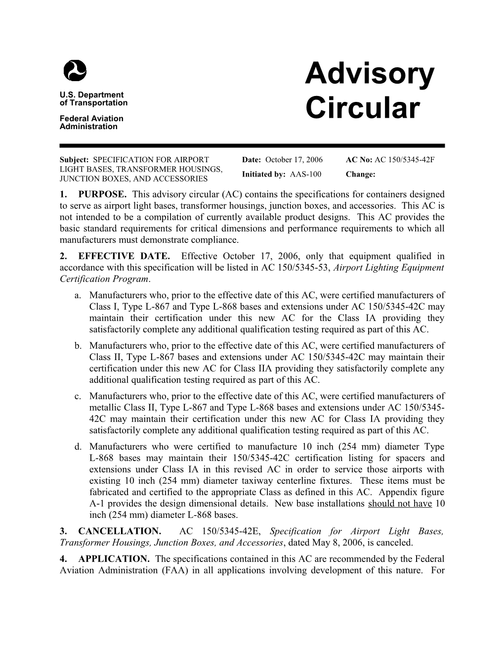 1.PURPOSE. This Advisory Circular (AC) Contains the Specifications for Containers Designed