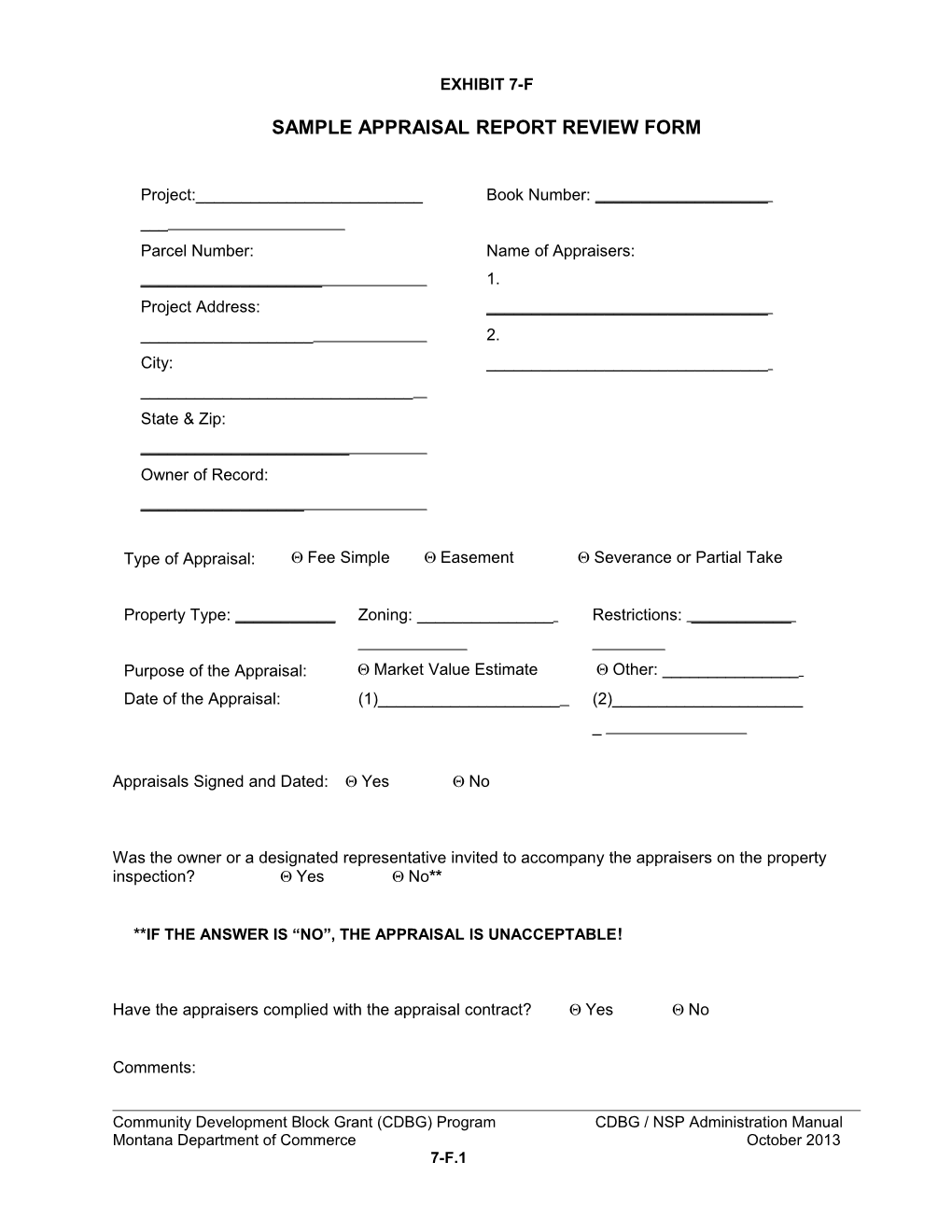 Sample Appraisal Report Review Form