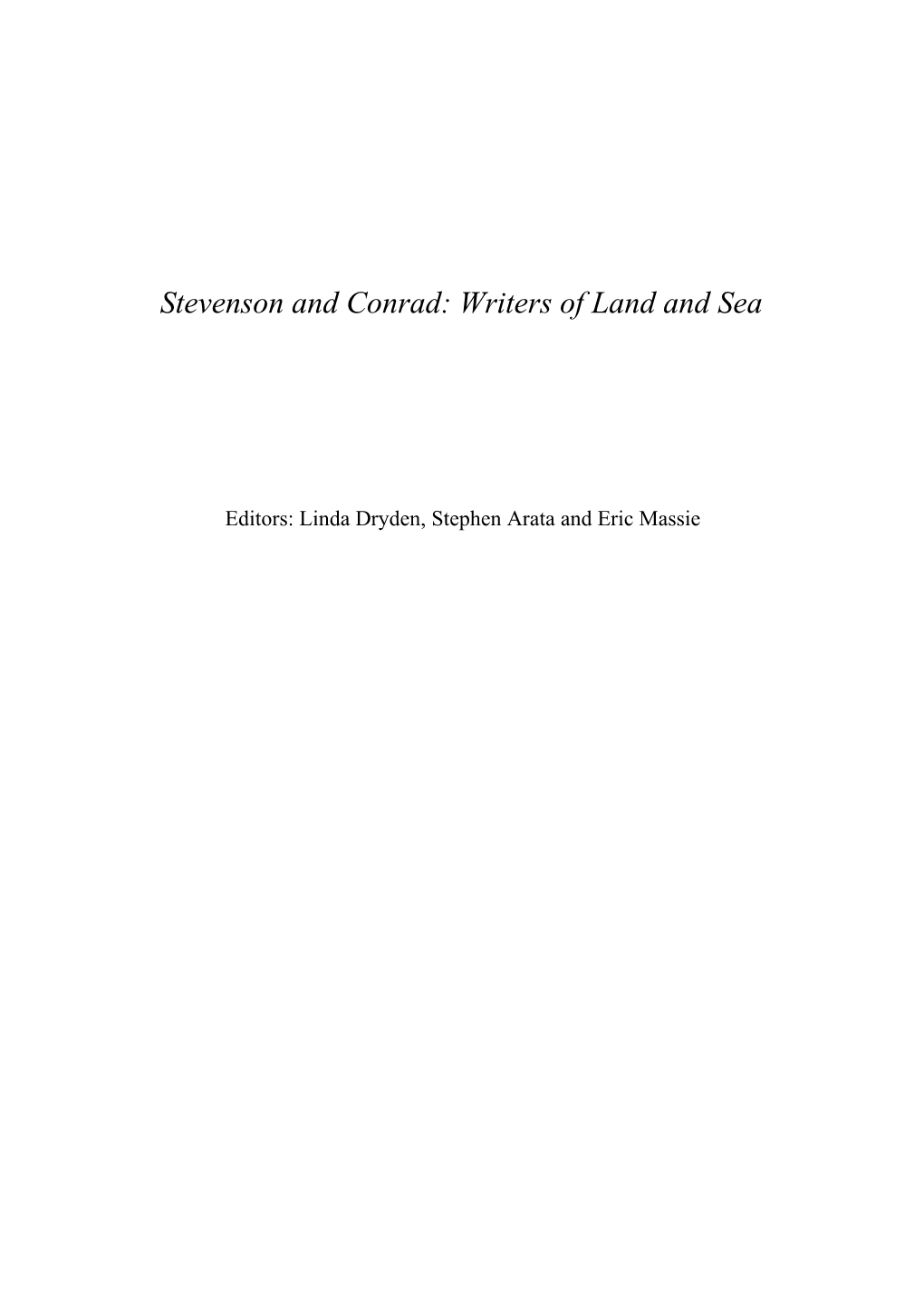 Stevenson and Conrad: Writers of Land and Sea
