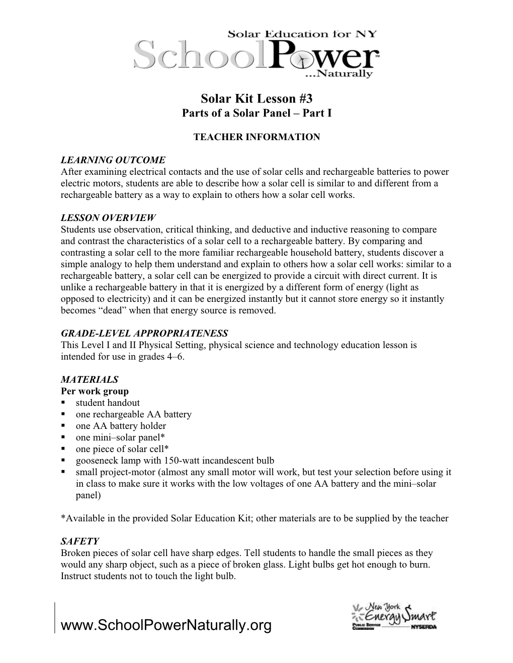 Parts of a Solar Panel - Part I SK#3